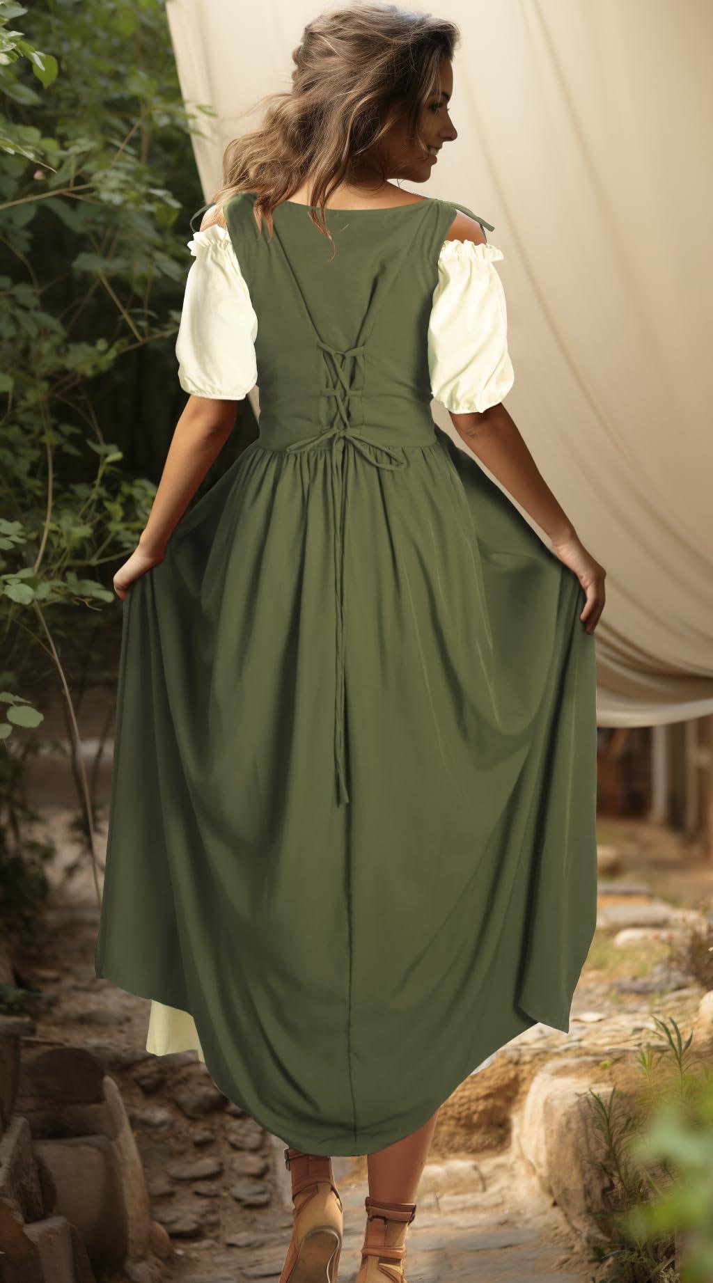 HOMELEX Renaissance Dress Women - Medieval Elf Costume Plus Size Ren Faire Midevil Festival Outfit - HOMELEX