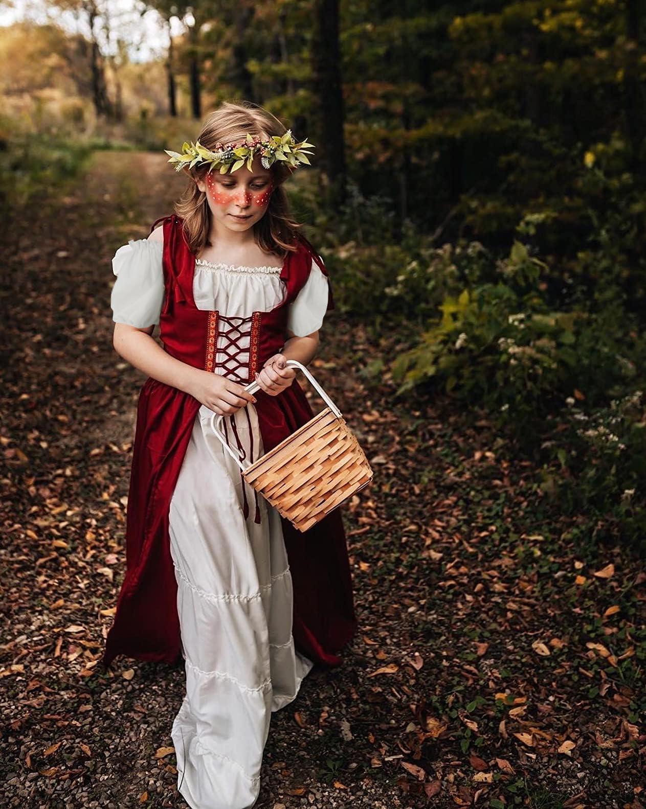 HOMELEX Renaissance Dress Women - Medieval Elf Costume Plus Size Ren Faire Midevil Festival Outfit - HOMELEX