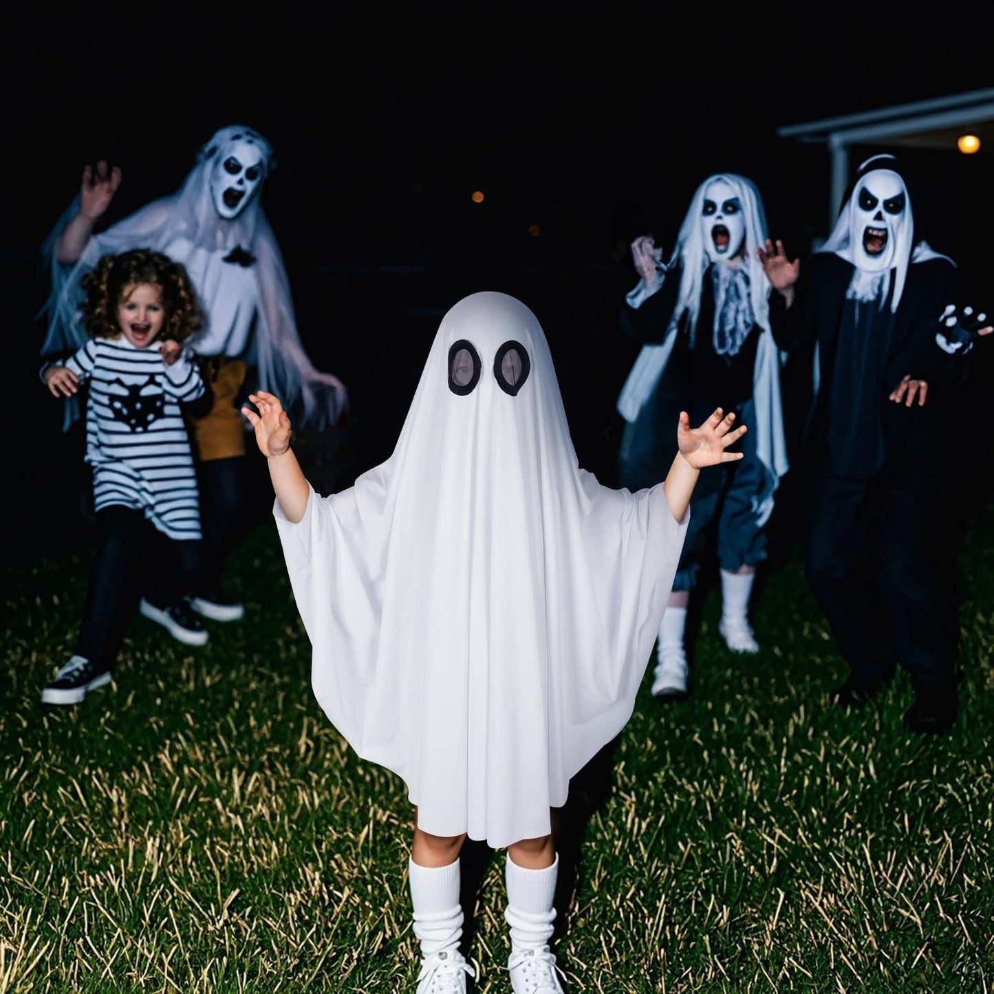 HOMELEX Kid Ghost Costume Boy Spooky Gown Girl Halloween White Dress Cosplay - HOMELEX