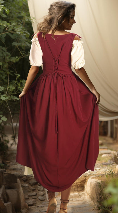 HOMELEX Renaissance Dress Women - Medieval Elf Costume Plus Size Ren Faire Midevil Festival Outfit - HOMELEX