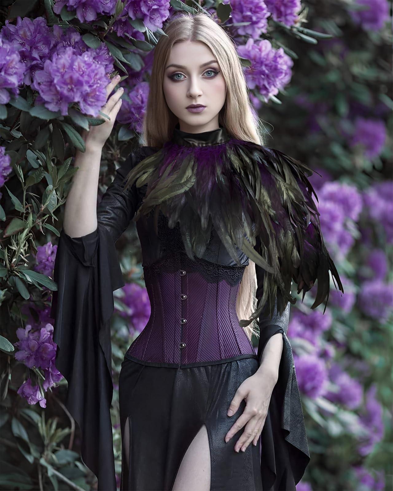 HOMELEX Feather Cape Shawl Costume Black Witch Wings Collar Adult Crow Neck - HOMELEX