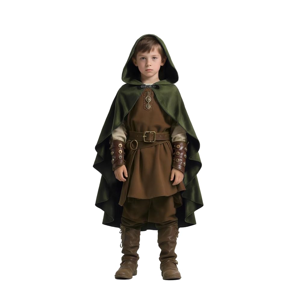 Green Medieval Costume Cloak with Hood
