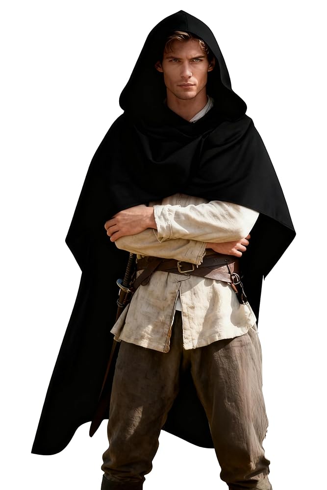 Black hooded carnival cloak, medieval