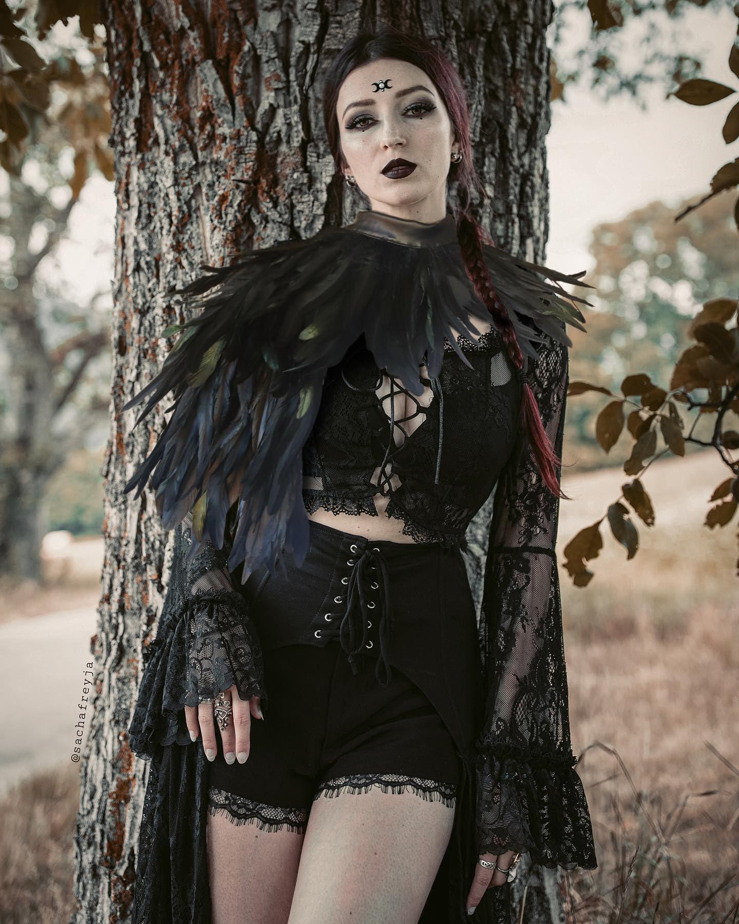 HOMELEX Feather Cape Shawl Costume Black Witch Wings Collar Adult Crow Neck - HOMELEX