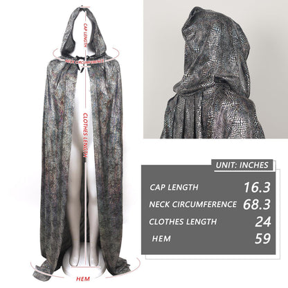 HOMELEX Black Witch Velvet Cloak Halloween Hooded Cape Queen King Robe Outfit Renaissance Medieval Costume - HOMELEX