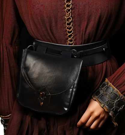 HOMELEX Renaissance Belt Pouch - Medieval Leather Bag for Halloween Faire Costume Accessories - HOMELEX
