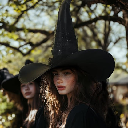 HOMELEX Halloween Women Witch Hat for Large Head Adult Costume Accessory Wicked Cosplay