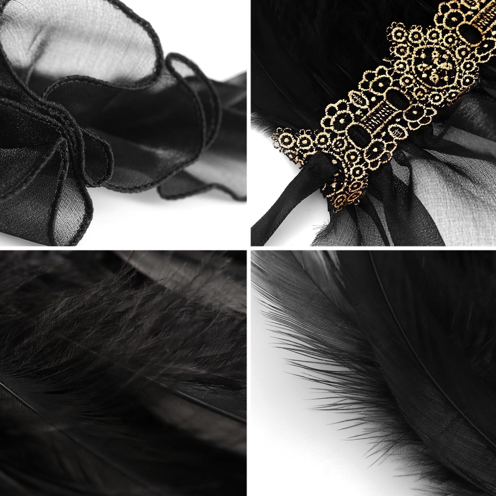 HOMELEX Gothic Victorian Black Natural Feather Collar Choker Halloween Shawl Cape - HOMELEX