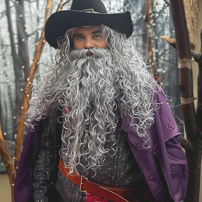 HOMELEX Wizard Beard And Wig - Halloween Funny Father Time Costume Accessory for Adults - HOMELEX