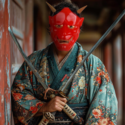 HOMELEX Samurai Hannya Oni Mask Japanese Airsoft Demon Cosplay Costume Prajna Ghostface Horror Props - HOMELEX