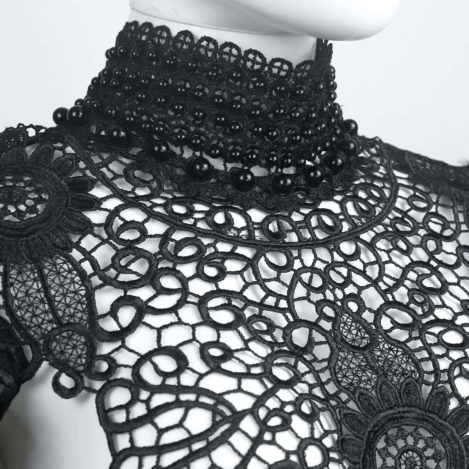 HOMELEX Feather Shawl Collar with Gothic Victorian Natural Feathers Cape Choker Halloween Costumes (Black-Style-3) - HOMELEX