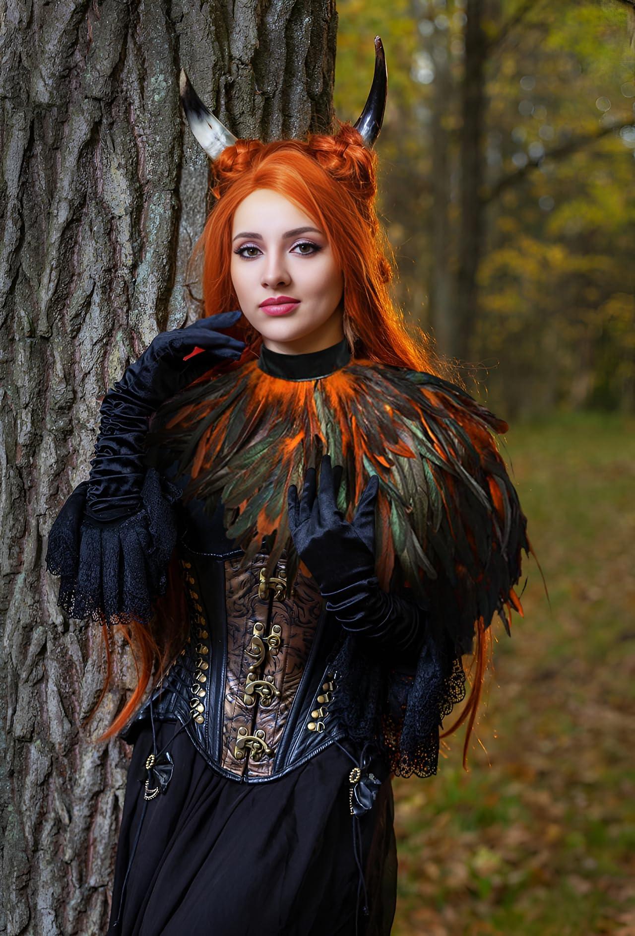 HOMELEX Feather Cape Shawl Costume Black Witch Wings Collar Adult Crow Neck - HOMELEX