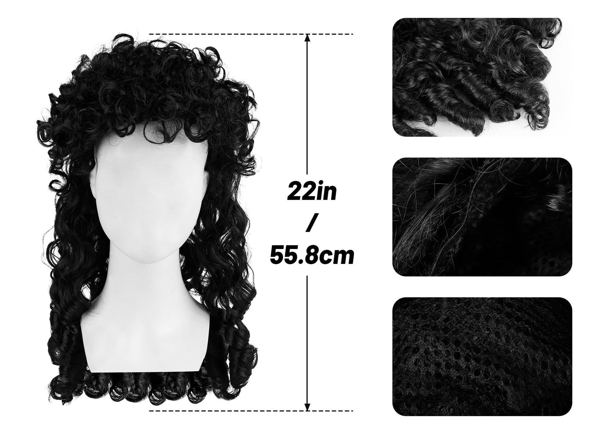HOMELEX Pirate Wig Long Black Wavy Curly Captain Halloween Punk Rock adult Cosplay - HOMELEX