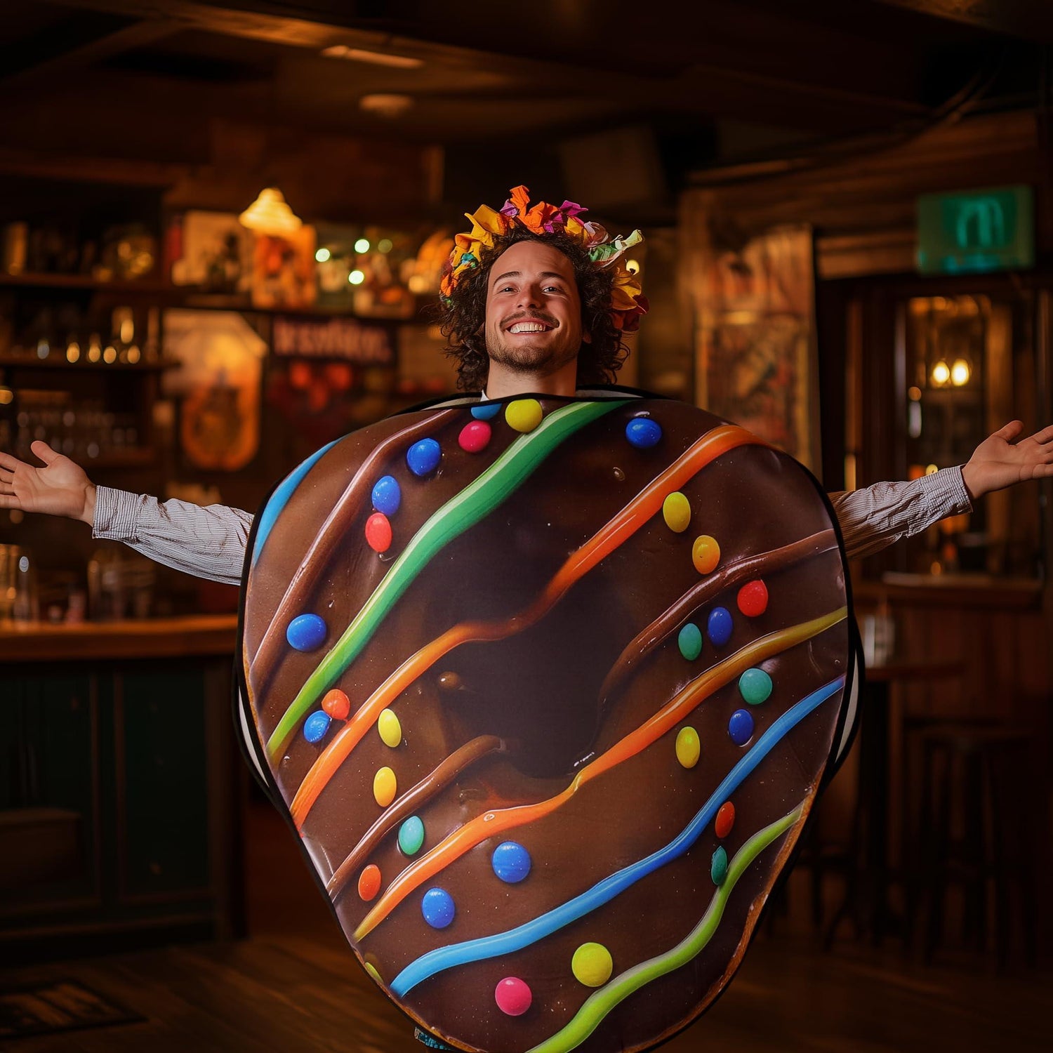 HOMELEX Donut Adult Costume Halloween Couple Cartoon Characters Costume Family Party Dress - HOMELEX