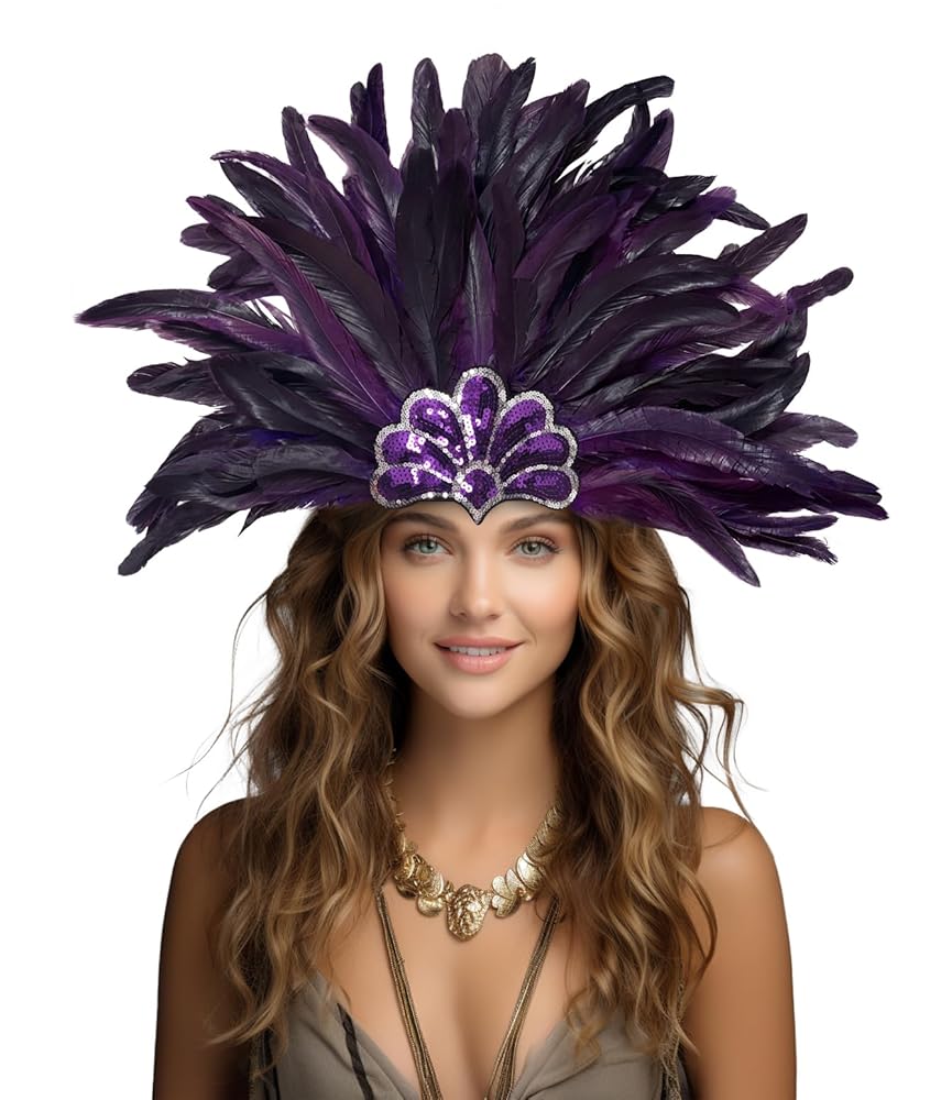 Carnival headpiece with feathers and sequins