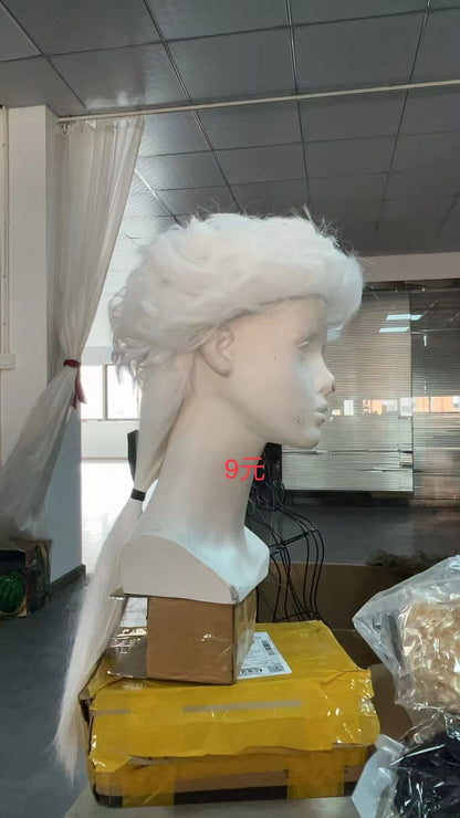 White Carnival Wig with a Long Braid