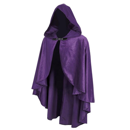 Purple Hooded Medieval Costume Cloak