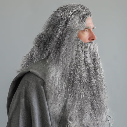 HOMELEX Wizard Beard And Wig - Halloween Funny Father Time Costume Accessory for Adults - HOMELEX