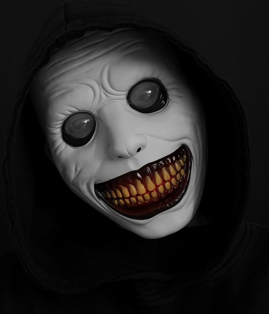 1pc Halloween Grinning Horror Face Mask, Full Face Creepy Costume Style