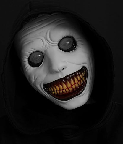 1pc Halloween Grinning Horror Face Mask, Full Face Creepy Costume Style