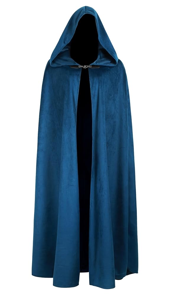 Blue Medieval Hooded Costume Cloak