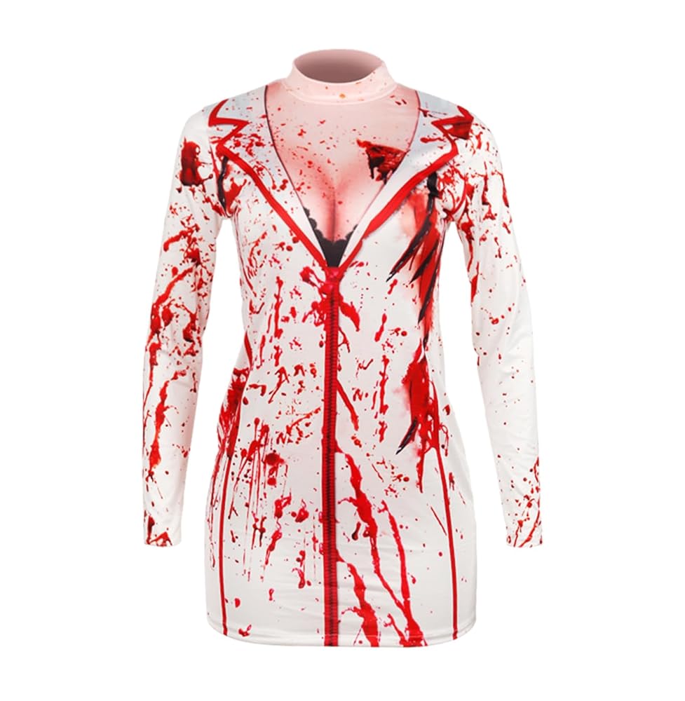 Costume Top with Blood Splatter, Long Sleeve