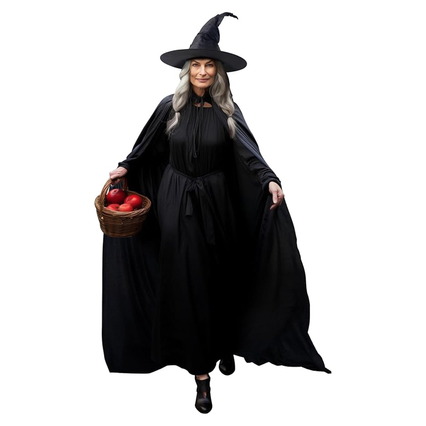 HOMELEX Unisex Black Velvet Adult Cape Full Length Hooded Robe Halloween Cloak