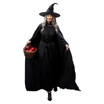 HOMELEX Unisex Black Velvet Adult Cape Full Length Hooded Robe Halloween Cloak