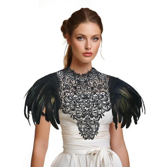 HOMELEX Shoulder Pad with Feathers Wings - Feather Harness Carnival Costumes for Women Masquerade Ball Raven Costume