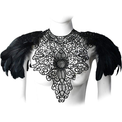 HOMELEX Shoulder Pad with Feathers Wings Halloween Witch Harness Carnival Costumes for Women Masquerade Raven Costume