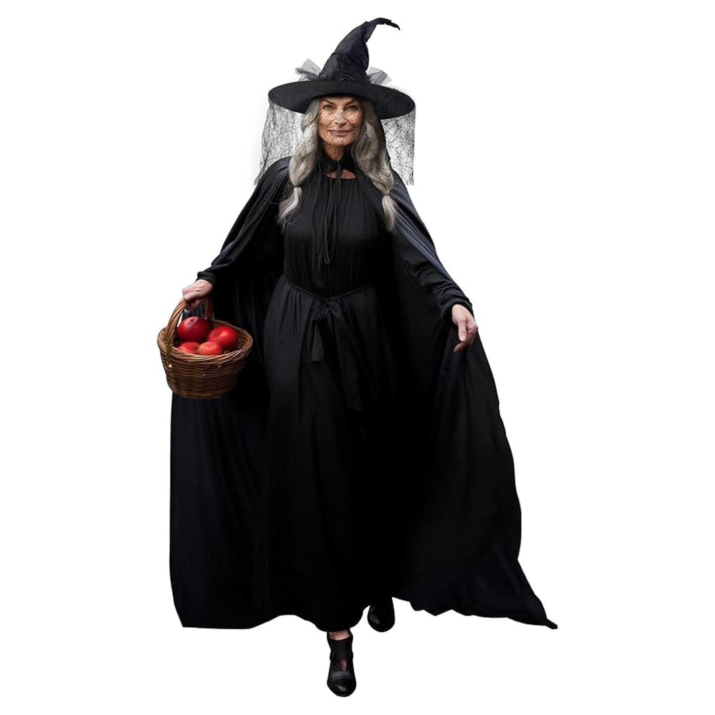 HOMELEX Unisex Black Velvet Adult Cape Full Length Hooded Robe Halloween Cloak