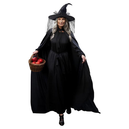 HOMELEX Unisex Black Velvet Adult Cape Full Length Hooded Robe Halloween Cloak