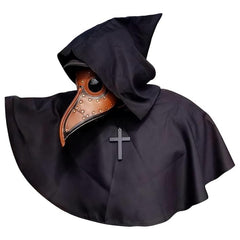 HOMELEX Black Cloak with Hood - Medieval Hooded Cape Renaissance Grim Cowl Halloween Costume for Adult