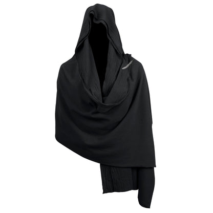 HOMELEX Medieval Black Padme Cape Shawl Post Apocalyptic Cloak Black Hooded Cowl