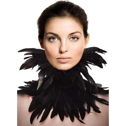 HOMELEX Gothic Victorian Black Natural Feather Collar Choker Halloween Shawl Cape