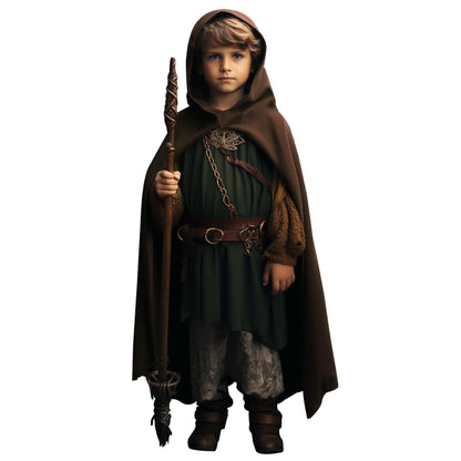 HOMELEX Renaissance Costume for Boys - Kids Medieval Cloak With Hood Halloween Ranger Wizard Elven Hooded Cape Robe