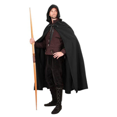 HOMELEX Medieval Hooded Cloak for Men – Long Renaissance Cape with Ribbon Tie, One Size