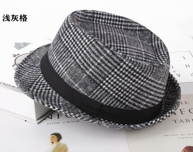 Carnival Hat in Gray and Black Plaid