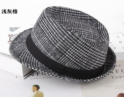 Carnival Hat in Gray and Black Plaid