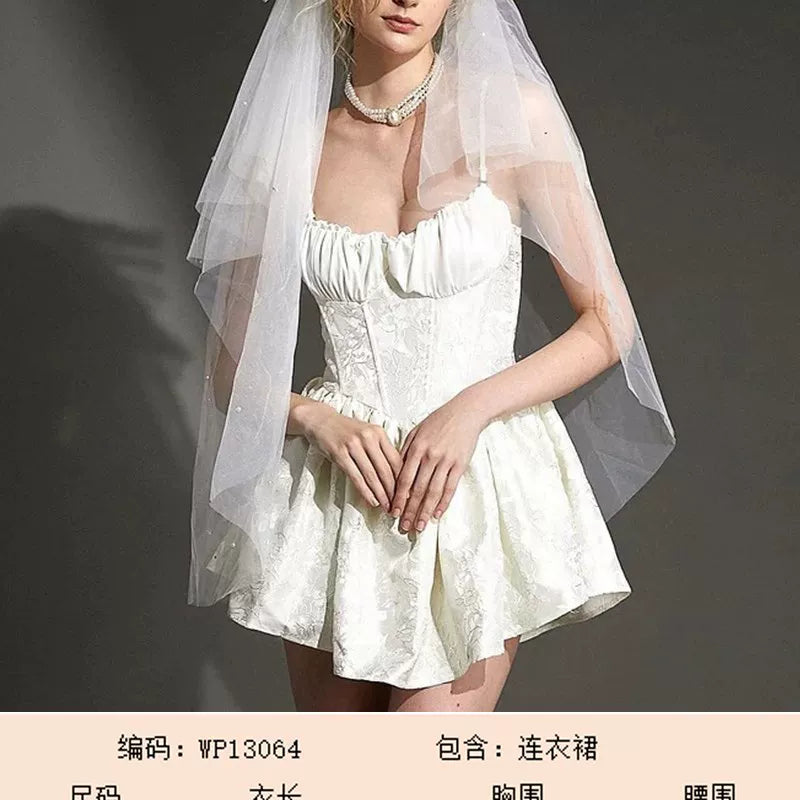Women's Zombie Bride Costume, White Halloween Dress