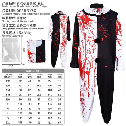 Clown Jumpsuit Costume with Red Splatter