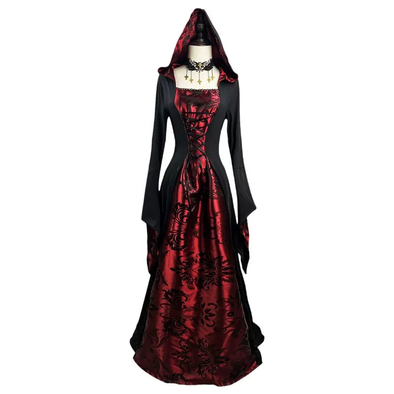 Gothic Hooded Robe Dress for Halloween