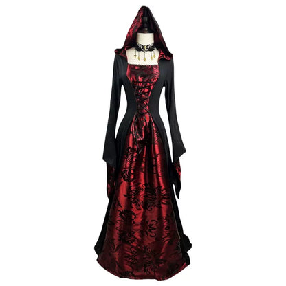 Gothic Hooded Robe Dress for Halloween