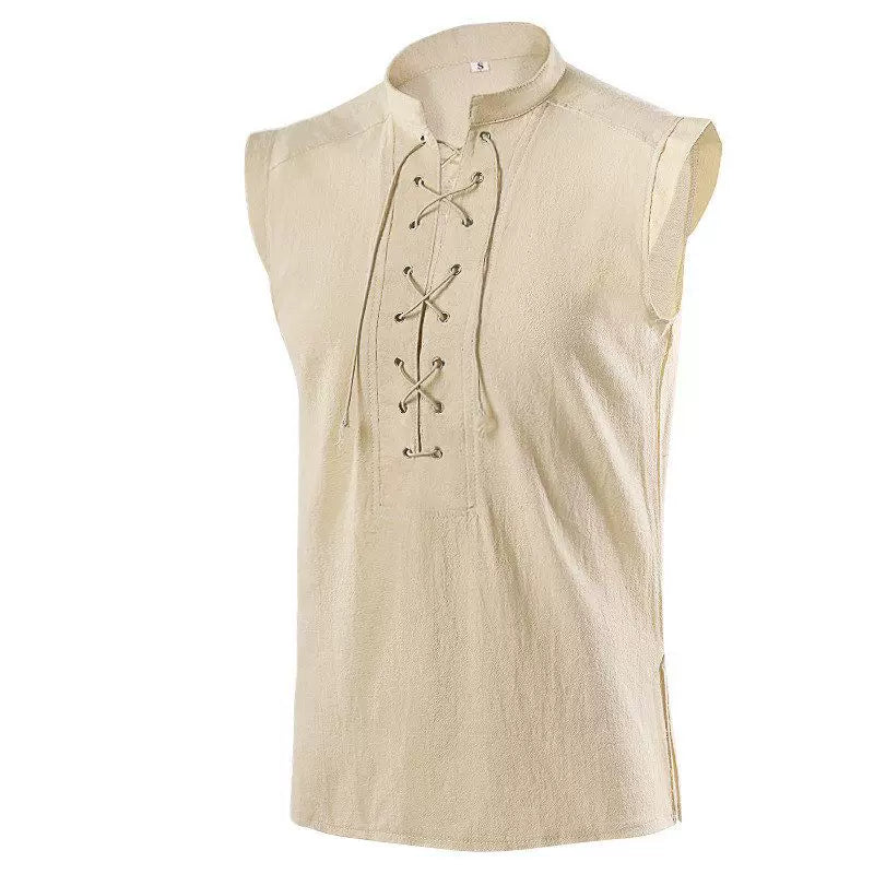 Lace-Up Vest with Stand Collar, Halloween