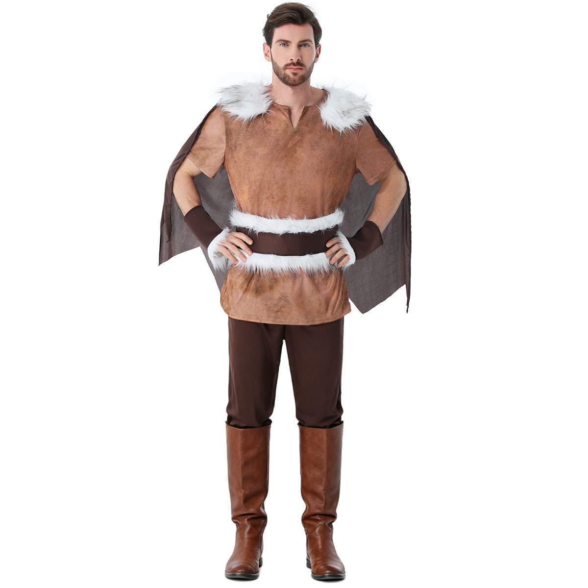 Medieval costume with cloak, belt, and boots