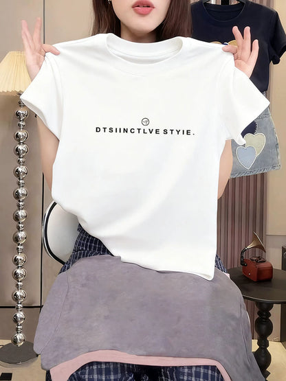 Women's summer printed T-shirt, loose fit