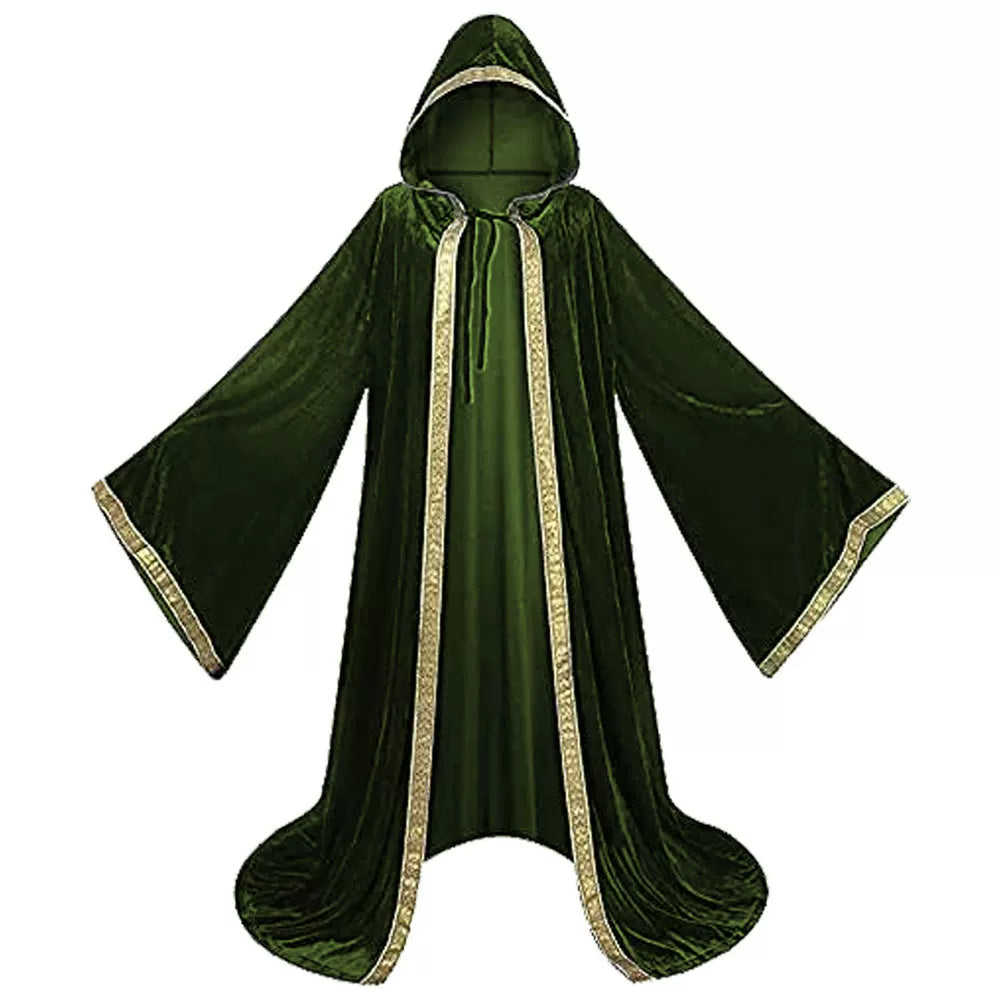 Green Medieval Hooded Costume Cloak