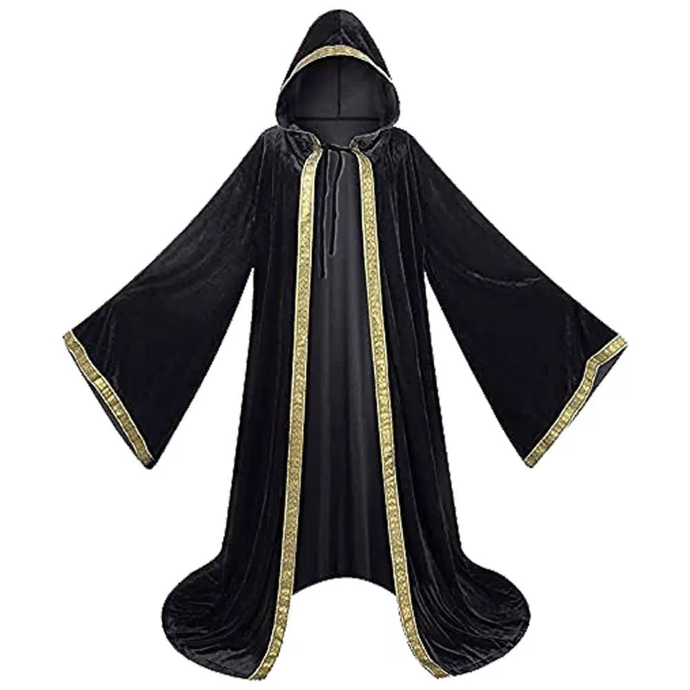 Black Hooded Costume Cloak, Medieval Look