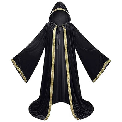 Black Hooded Costume Cloak, Medieval Look
