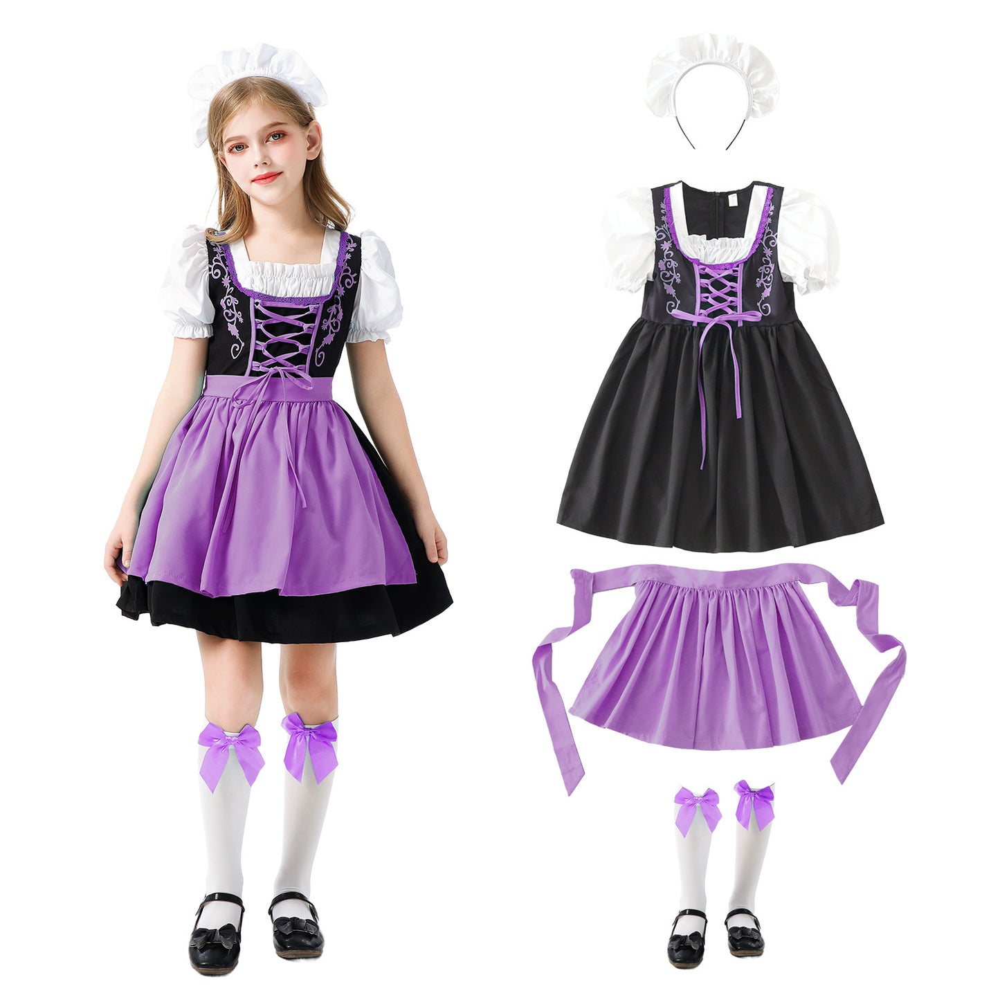 Dirndl Carnival Dress with Apron and Accessories